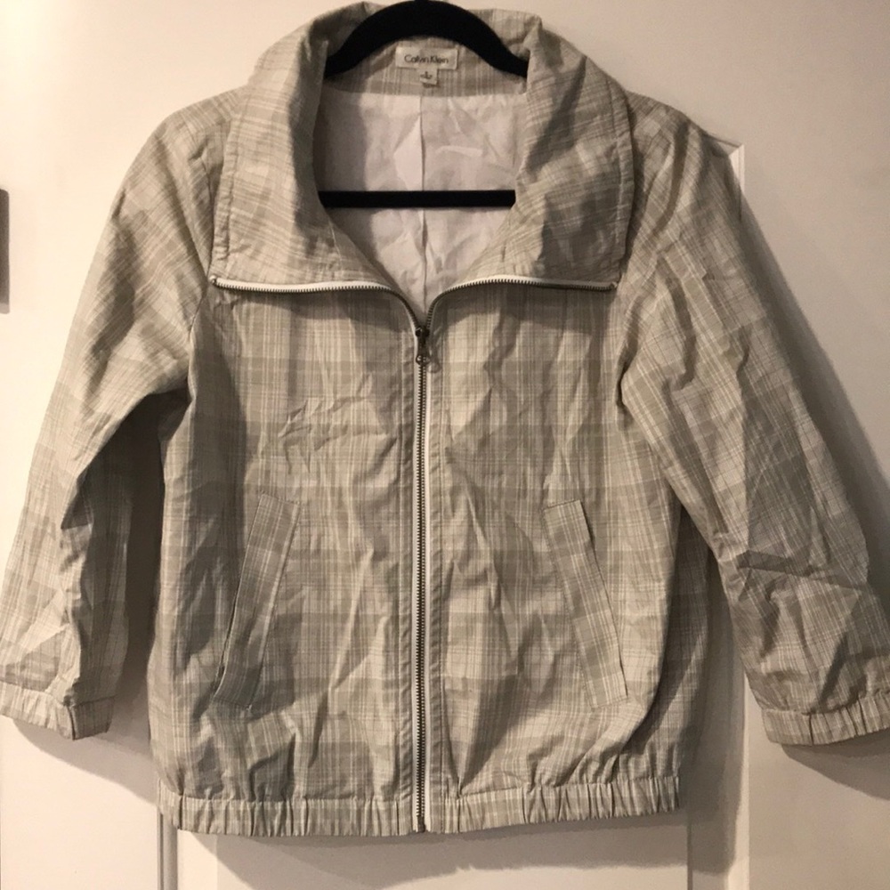 Calvin Klein Grey and white checked jacket sz S